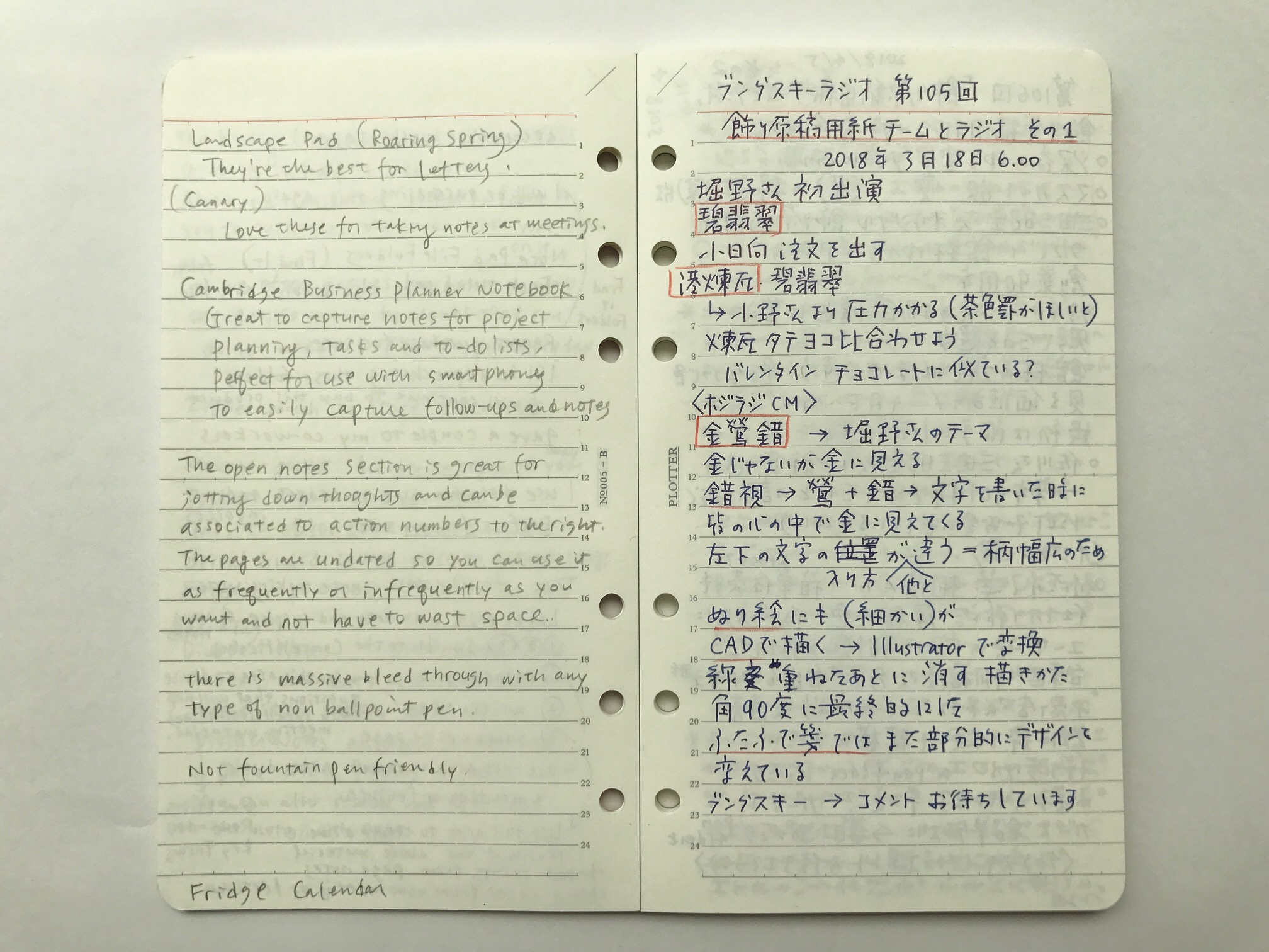 小日向京のひねもす文房具｜第百四十二回「デザインフィル PLOTTER（プロッター）リフィルメモパッド 6ミリ罫線 バイブルサイズ」