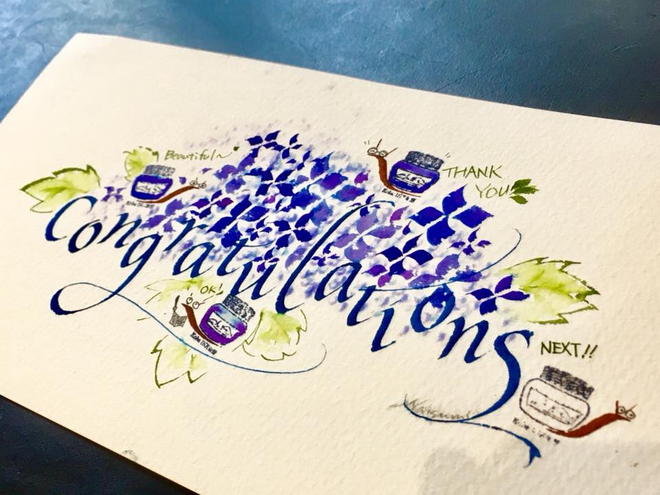 紫陽花万年筆 発表記念カード